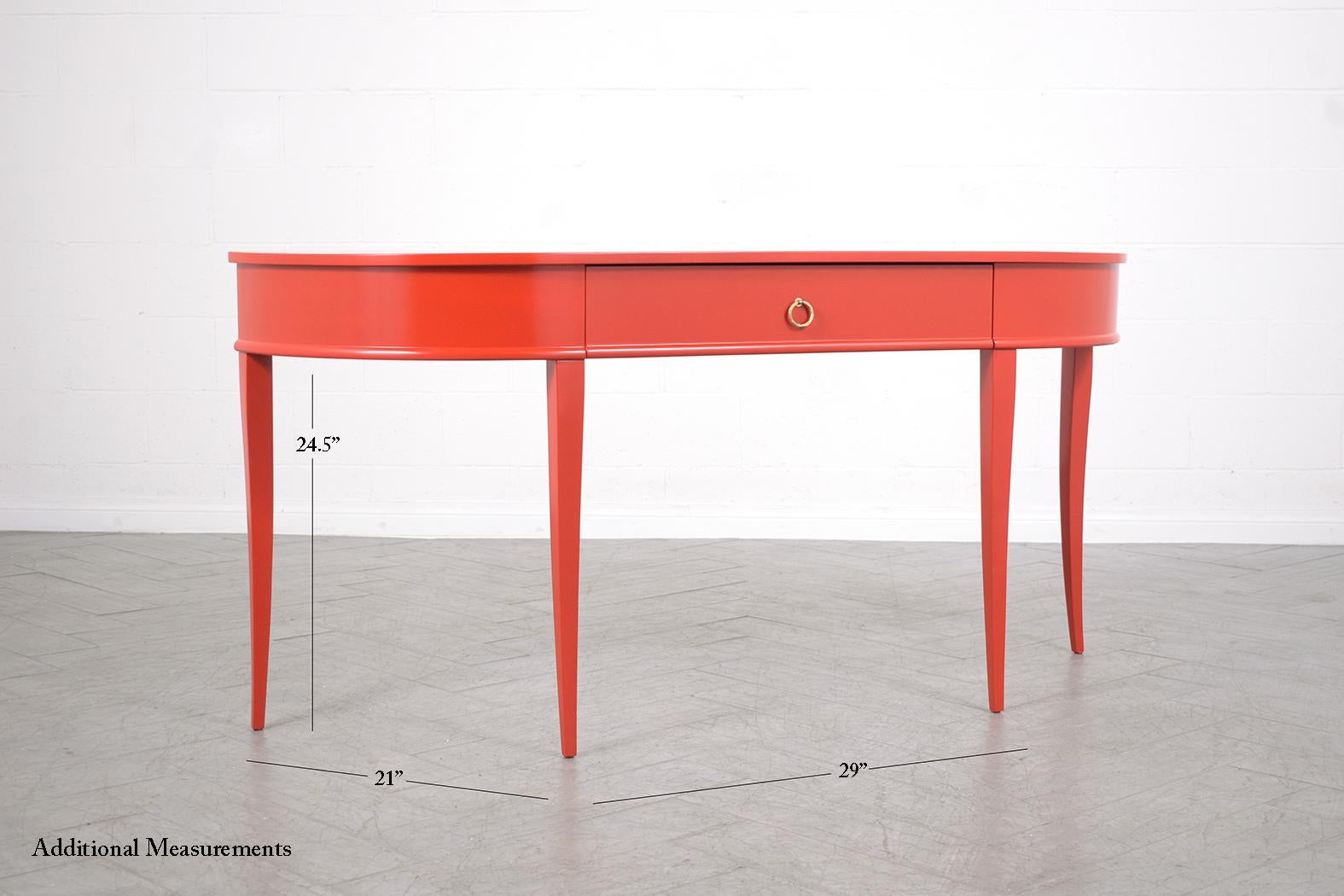 Brass 1970s Red Lacquer Console Table
