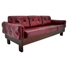 Used 1970s Red Leather 3-Seater Sofa, Finland