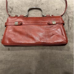1970s Red Leather and Silvered Metal Italian Shoulder Bag