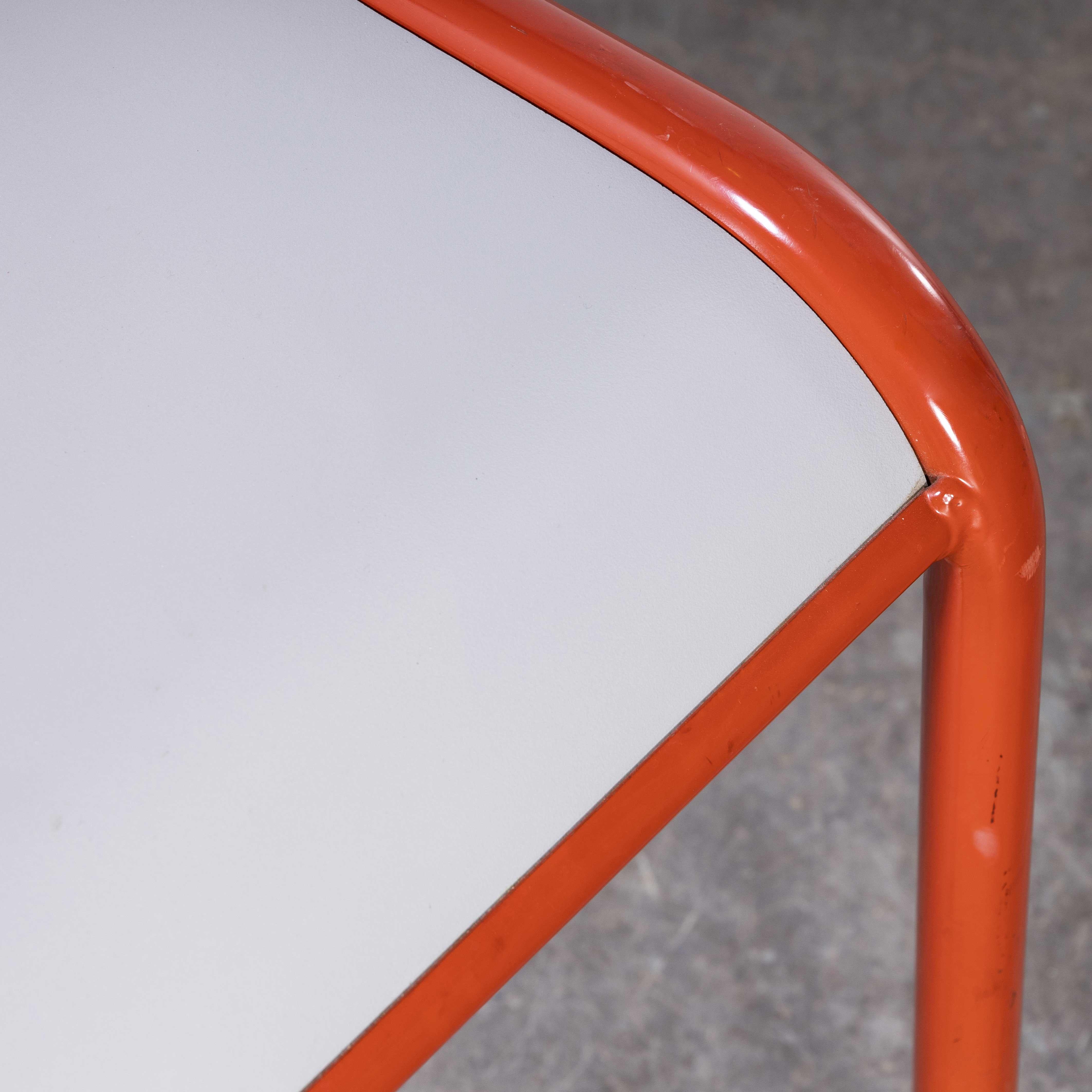 French 1970’s Red Mullca Stacking Dining Chair Grey Seats – Good Quantity Available For Sale