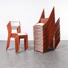 1970's Red Mullca Stacking Dining Chair, Set of Twenty Four
