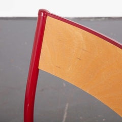 1970's Red Mullca Stacking Dining Chair mit Sitz aus Buche