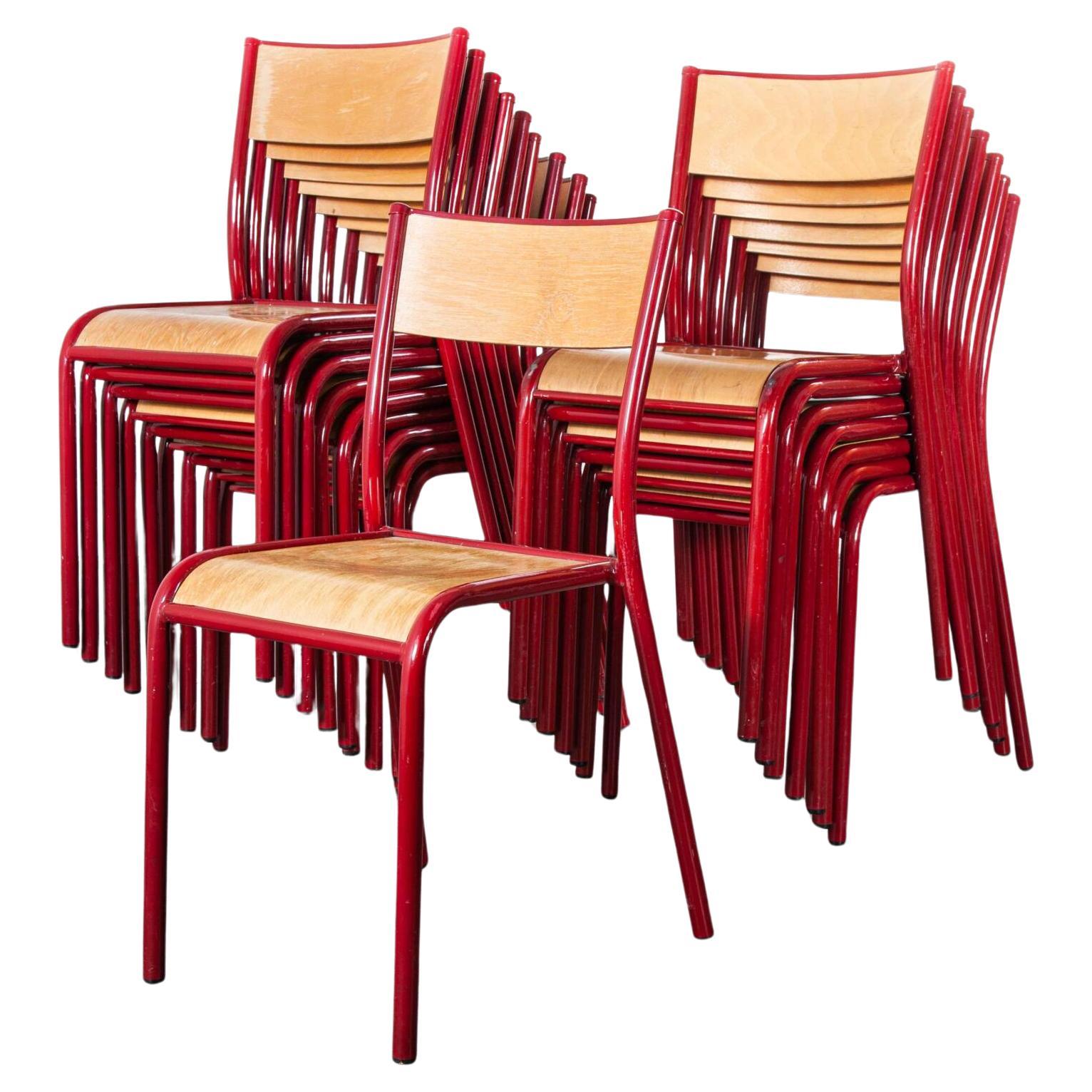 1970
s Red Mullca Stacking Dining Chair With Beech Seat im Angebot