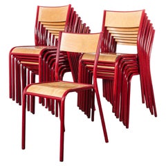 1970
s Red Mullca Stacking Dining Chair With Beech Seat