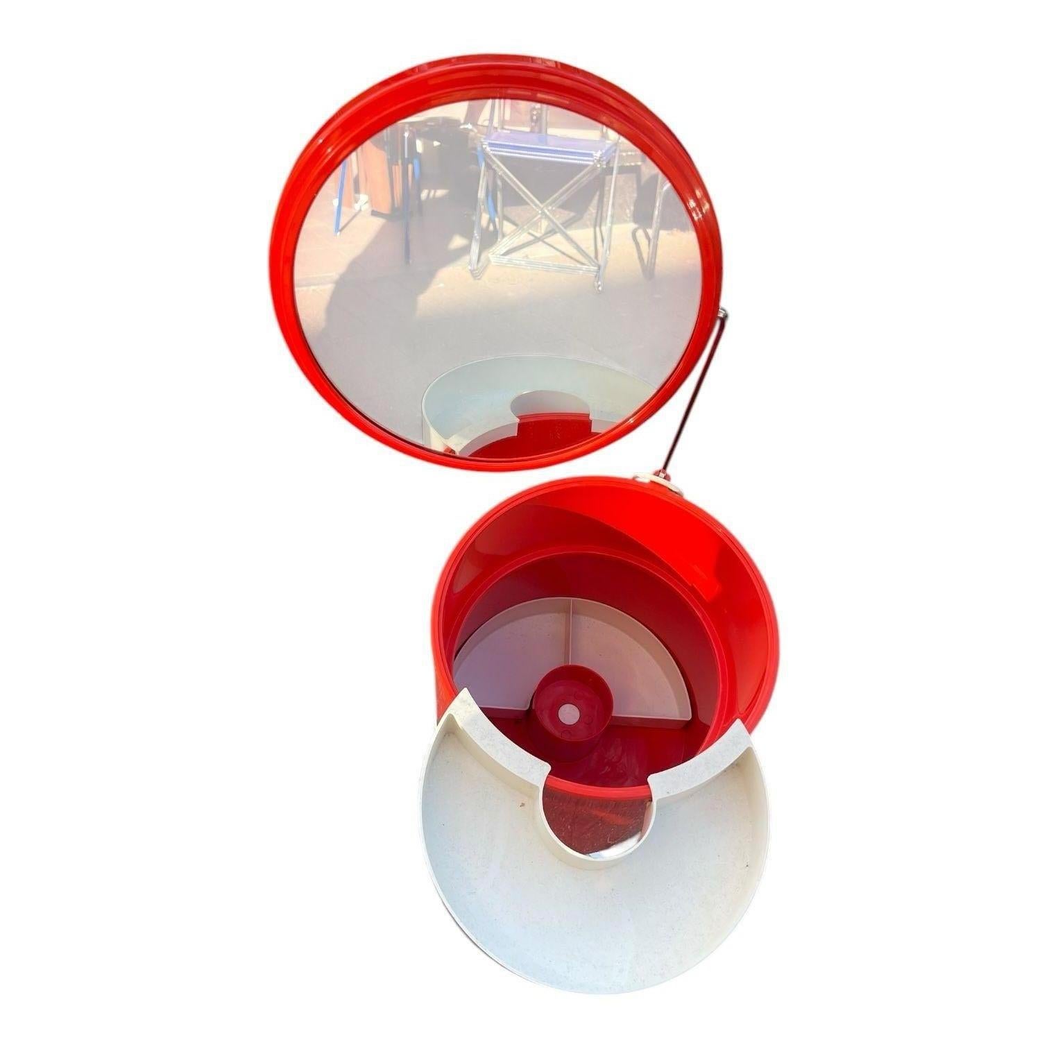 Schminktisch-/Schminktisch-Set aus rot-orangefarbenem Space Age-Schminktisch von Bremshey & Co, 1970er Jahre (Ende des 20. Jahrhunderts) im Angebot