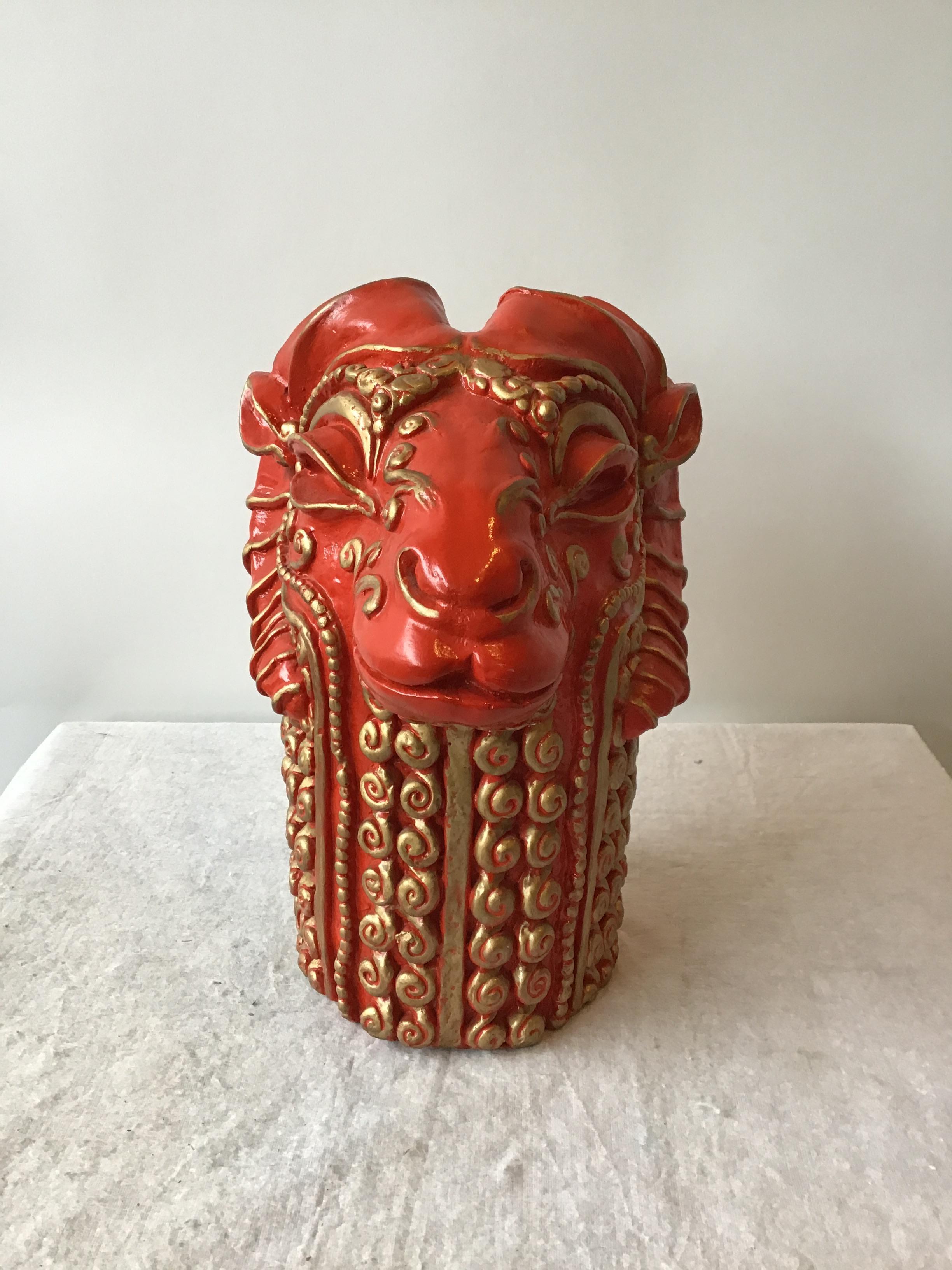 1970s plaster ram head sculpture from the Dolby estate in East Hampton, NY.