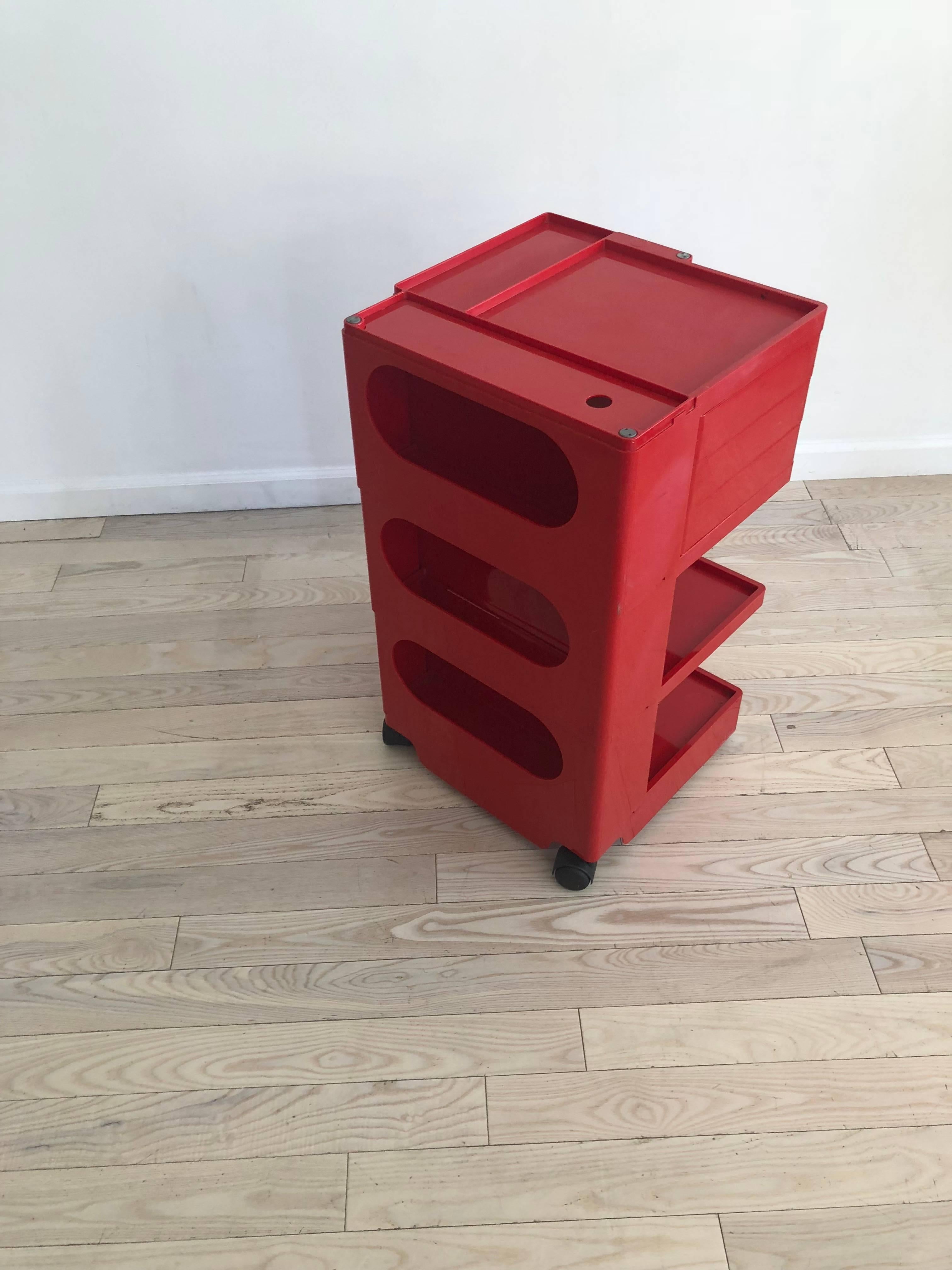 Late 20th Century 1970s Red Plastic Boby Cart Work Station by Joe Colombo