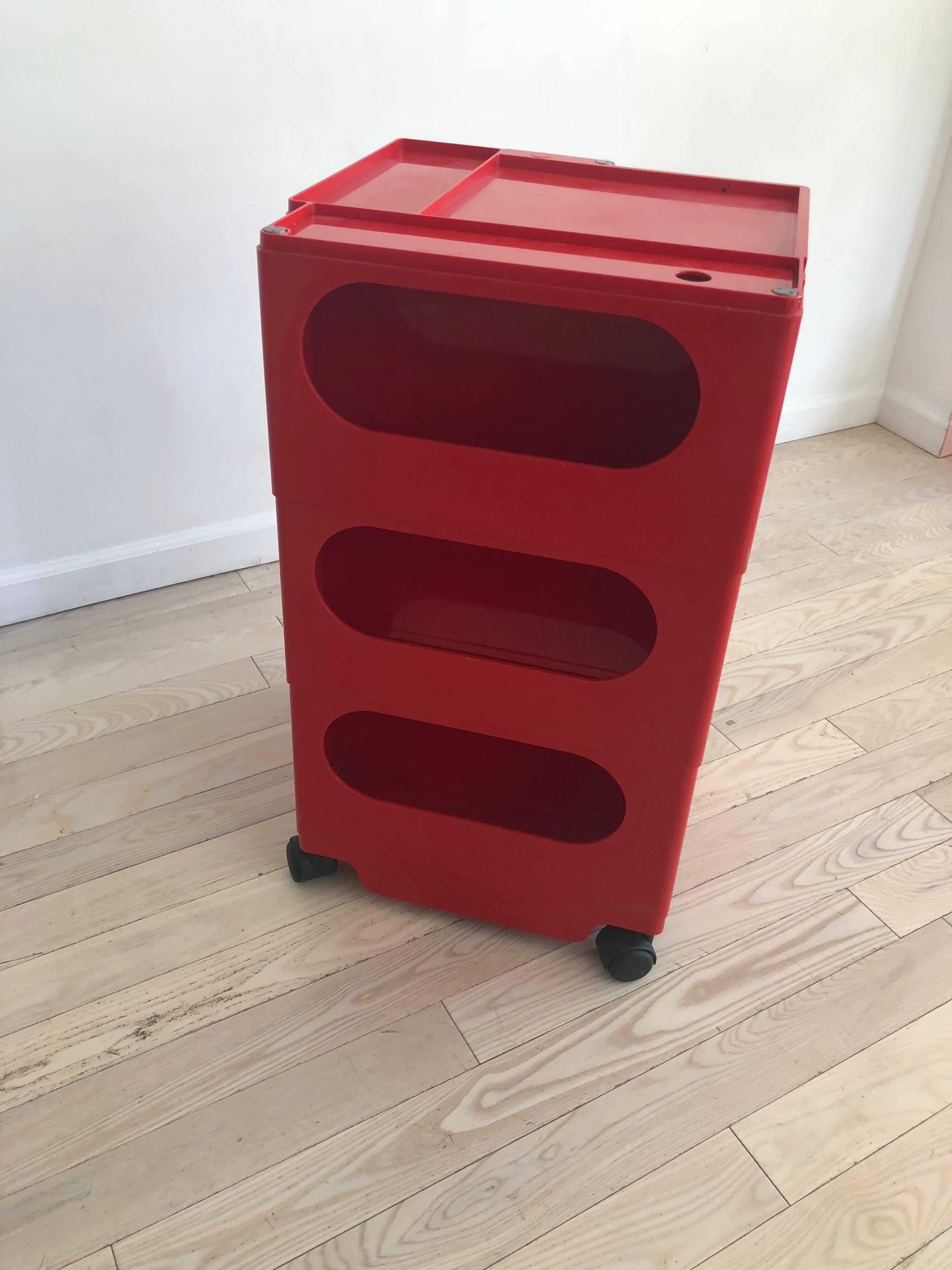 1970s Red Plastic Boby Cart Work Station by Joe Colombo 1