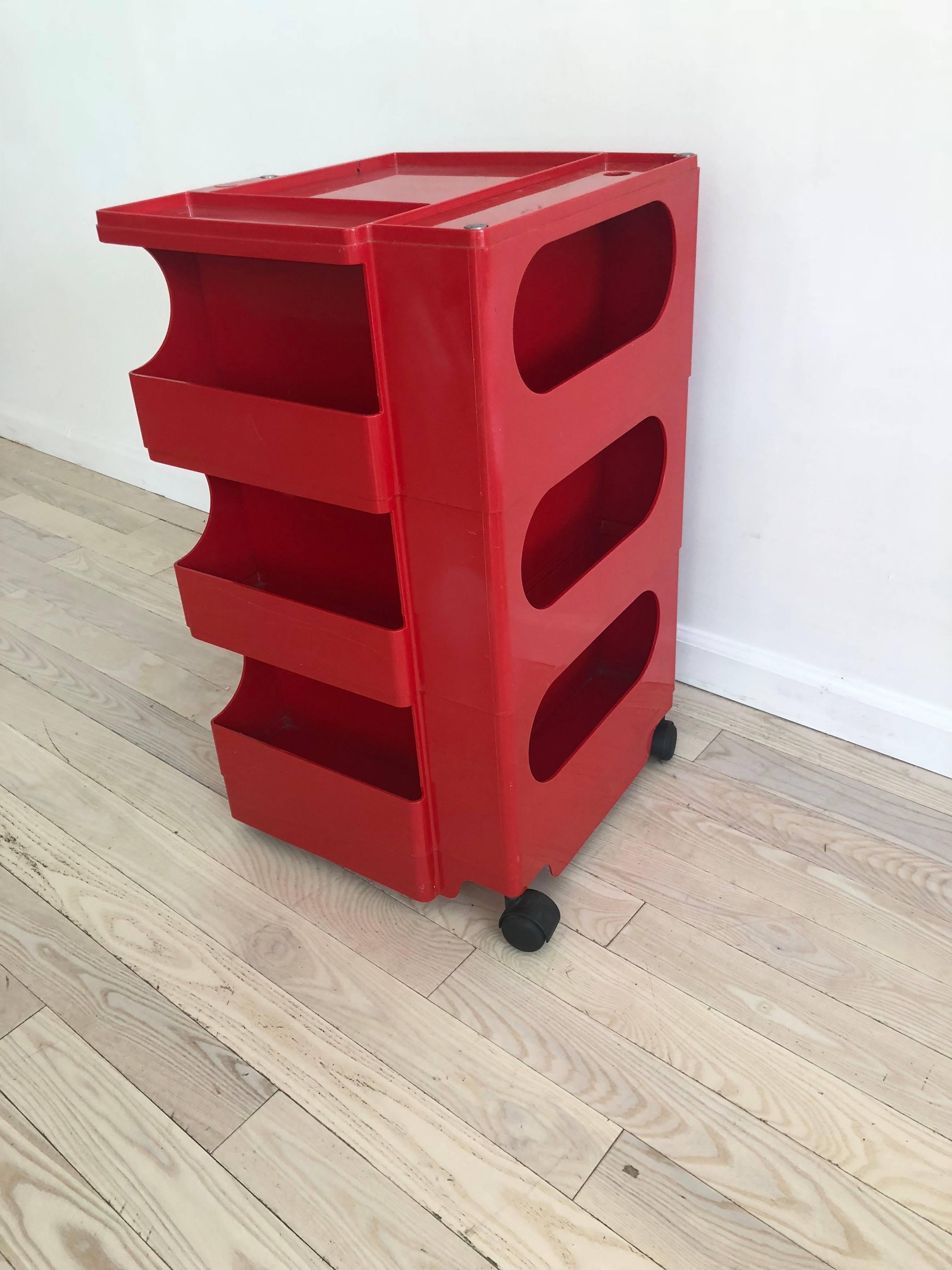 1970s Red Plastic Boby Cart Work Station by Joe Colombo 2