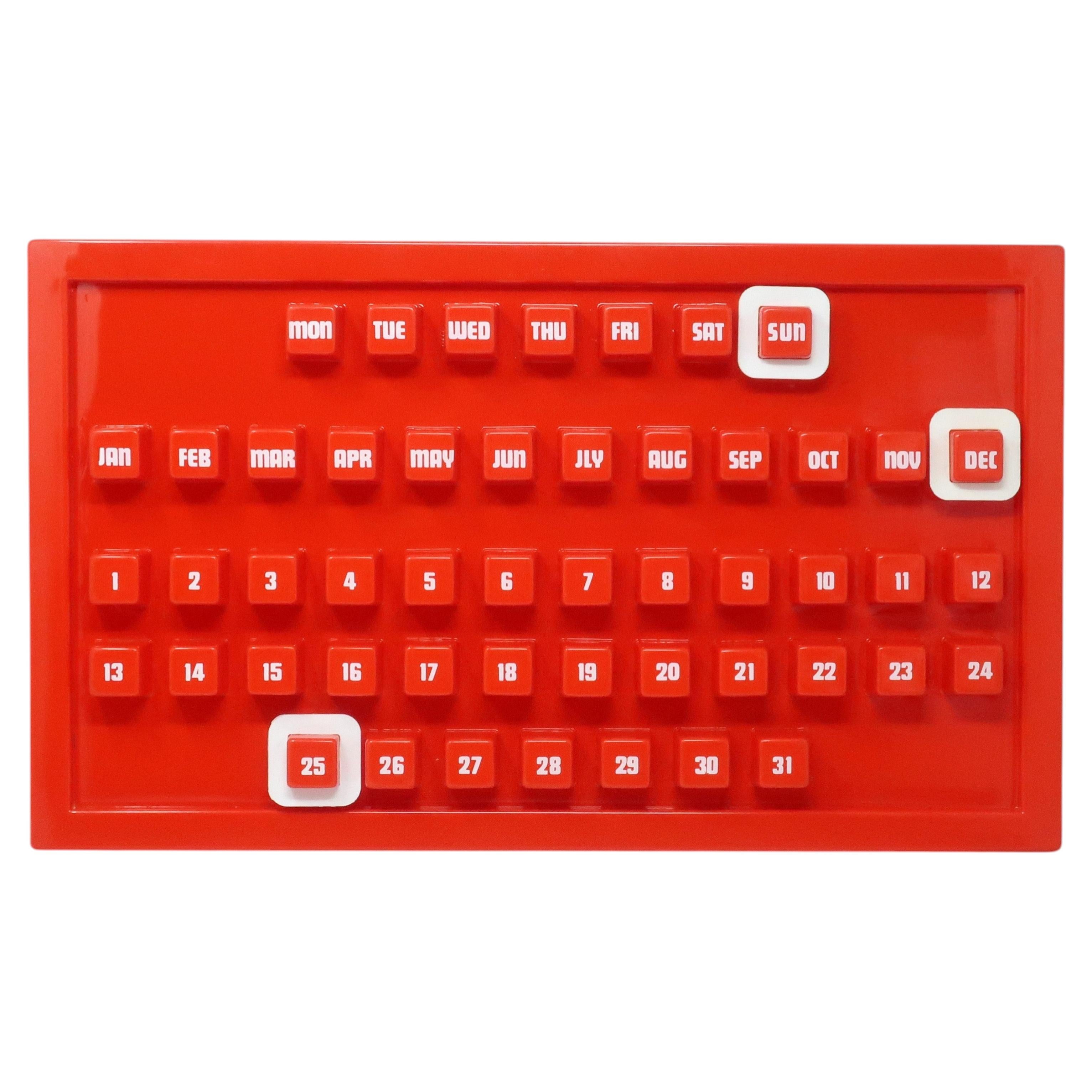 1970s Red Plastic Perpetual Calendar