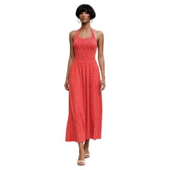 1970s Vintage Red Polka Dot Halter Maxi Dress by Isabell Gerhart