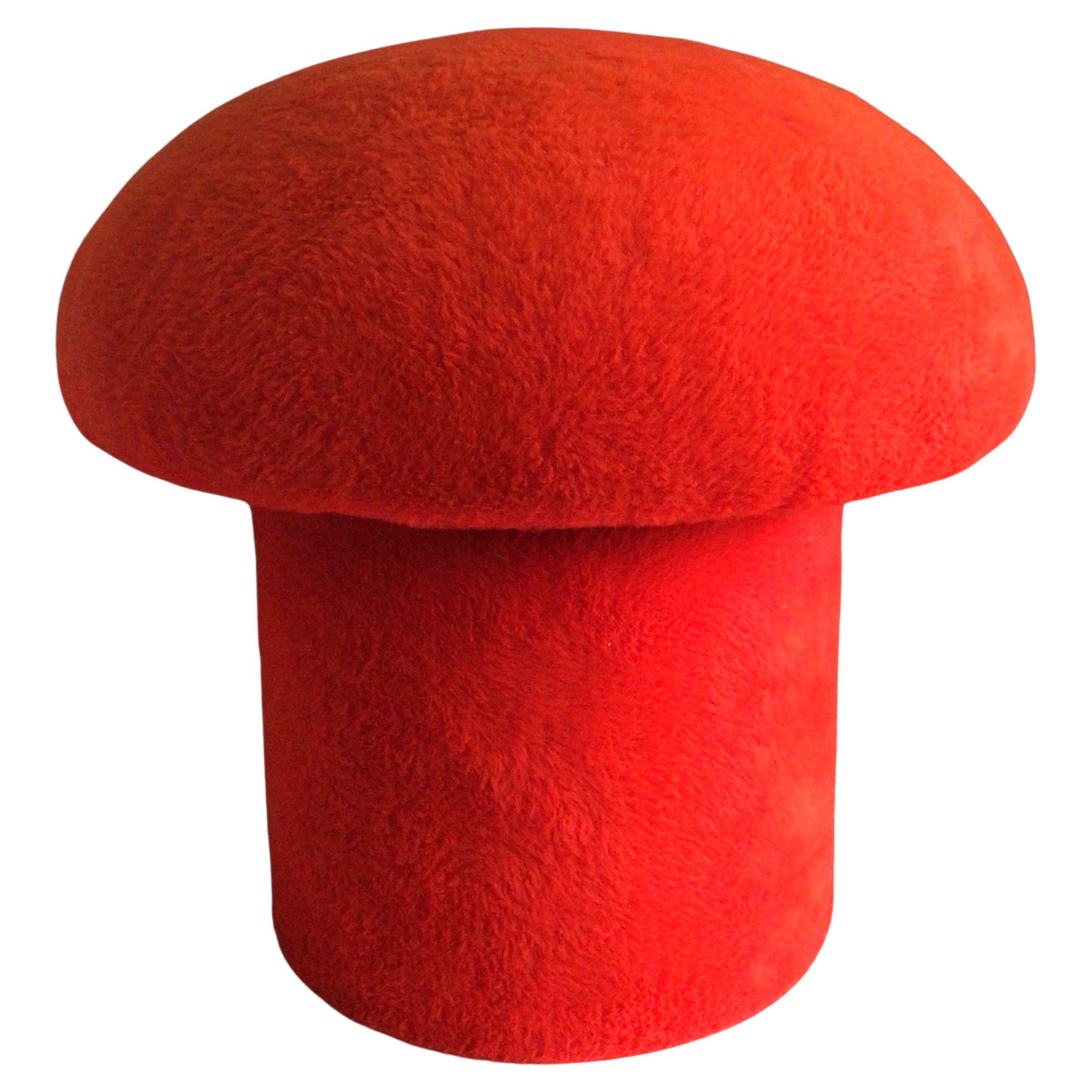 1970 Shag rouge Ottoman en forme de champignon en vente