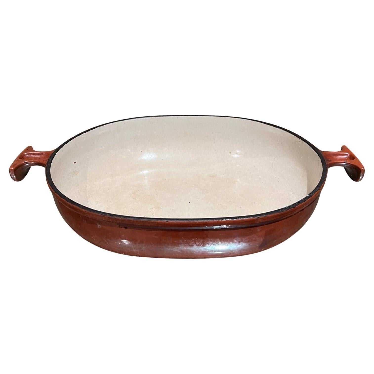 1970s Red Spanish Paella Casserole Pan Le Creuset France For Sale