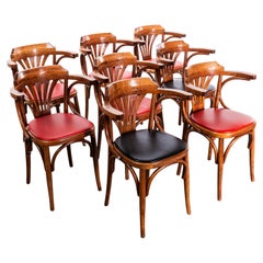 1970
s Red Upholstered Fanback Arm Dining Chairs - Set Of Eight