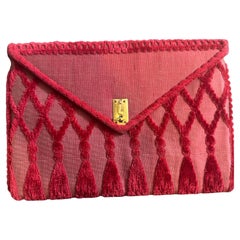 1970s Red Velvet and Silk Clutch Bag by Roberta di Camerino
