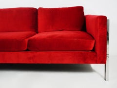 1970s Red Velvet & Chrome Sofa