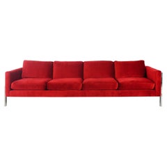 1970s Red Velvet & Chrome Sofa