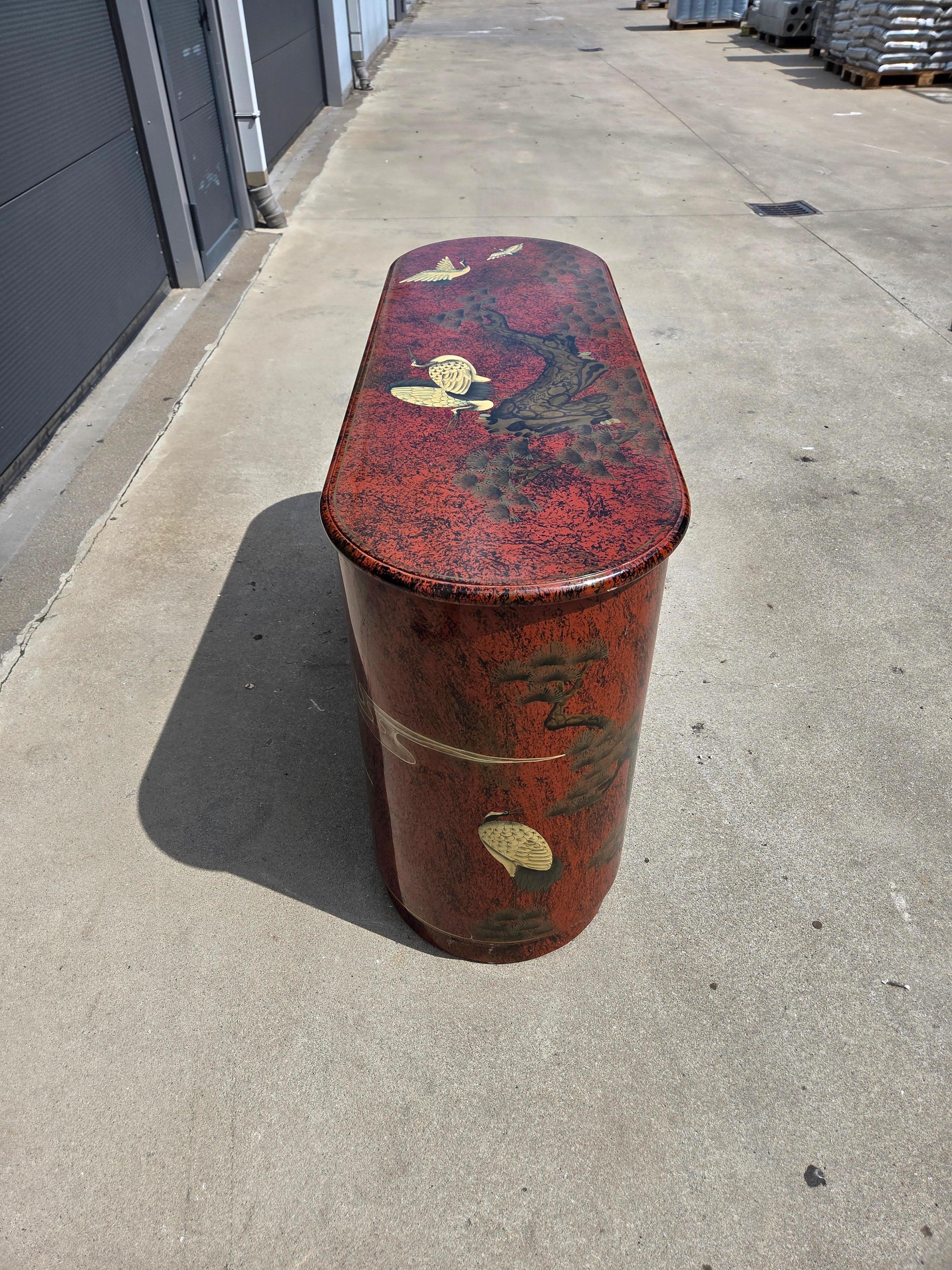 Cabinet Chinoiserie Rouge Vintage des années 1970 en vente 5