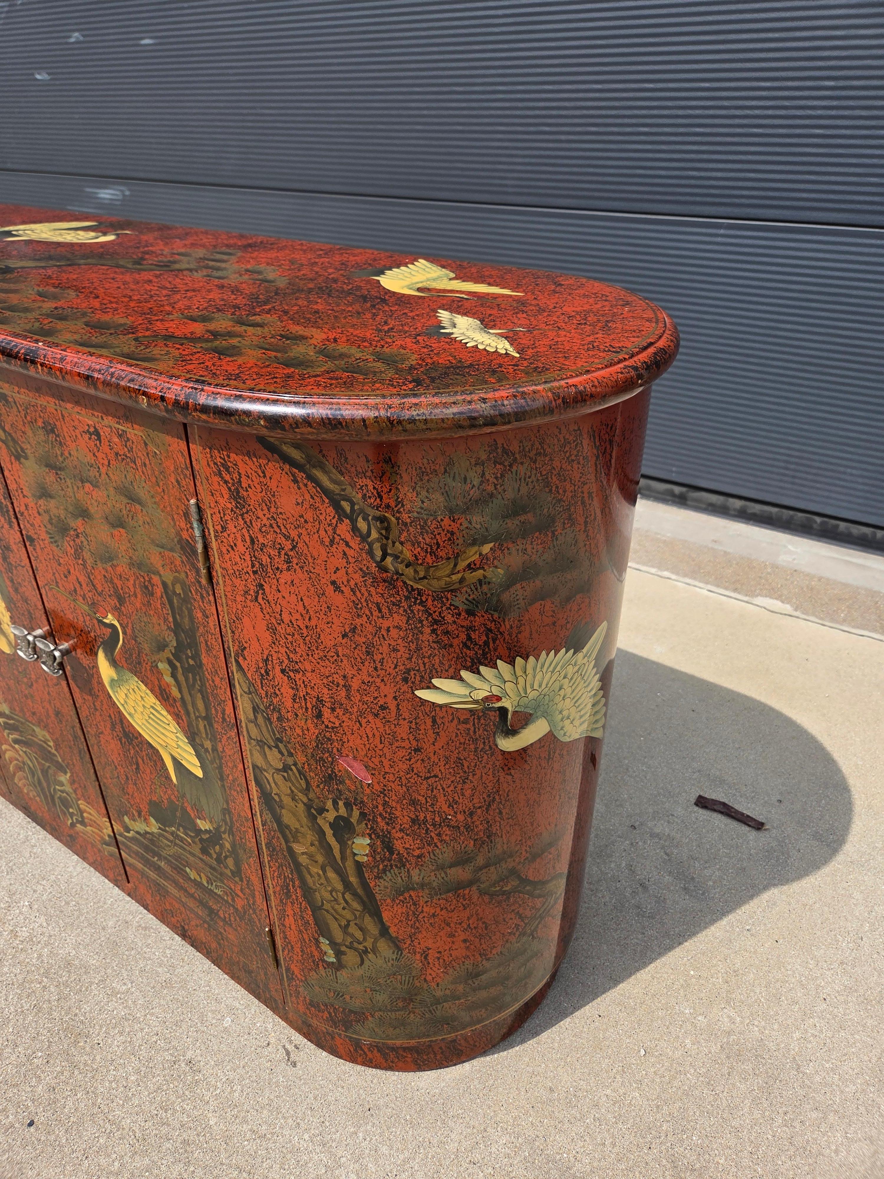 Fin du 20e siècle Cabinet Chinoiserie Rouge Vintage des années 1970 en vente