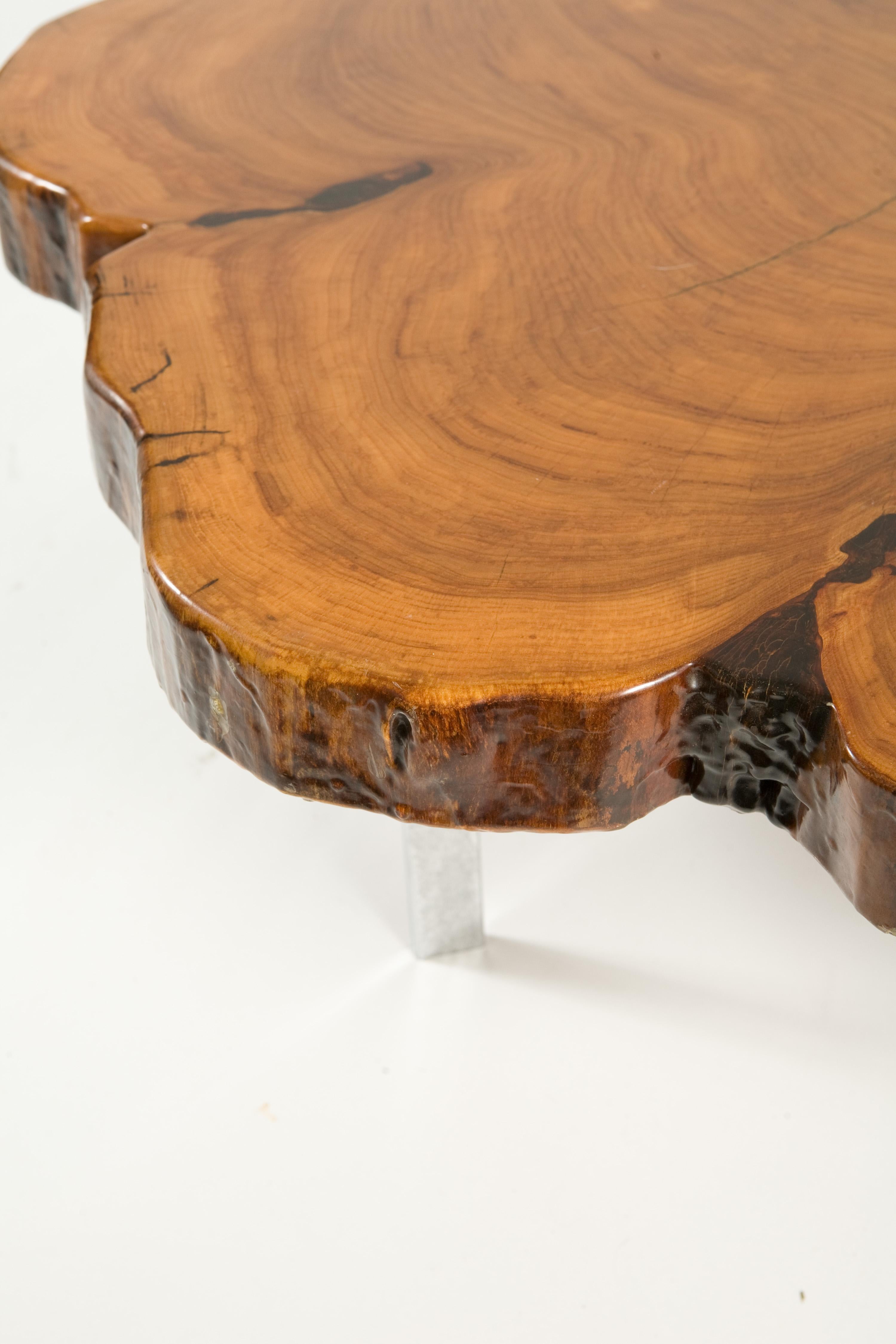 Canadian 1970s Redwood Slab Coffee Table