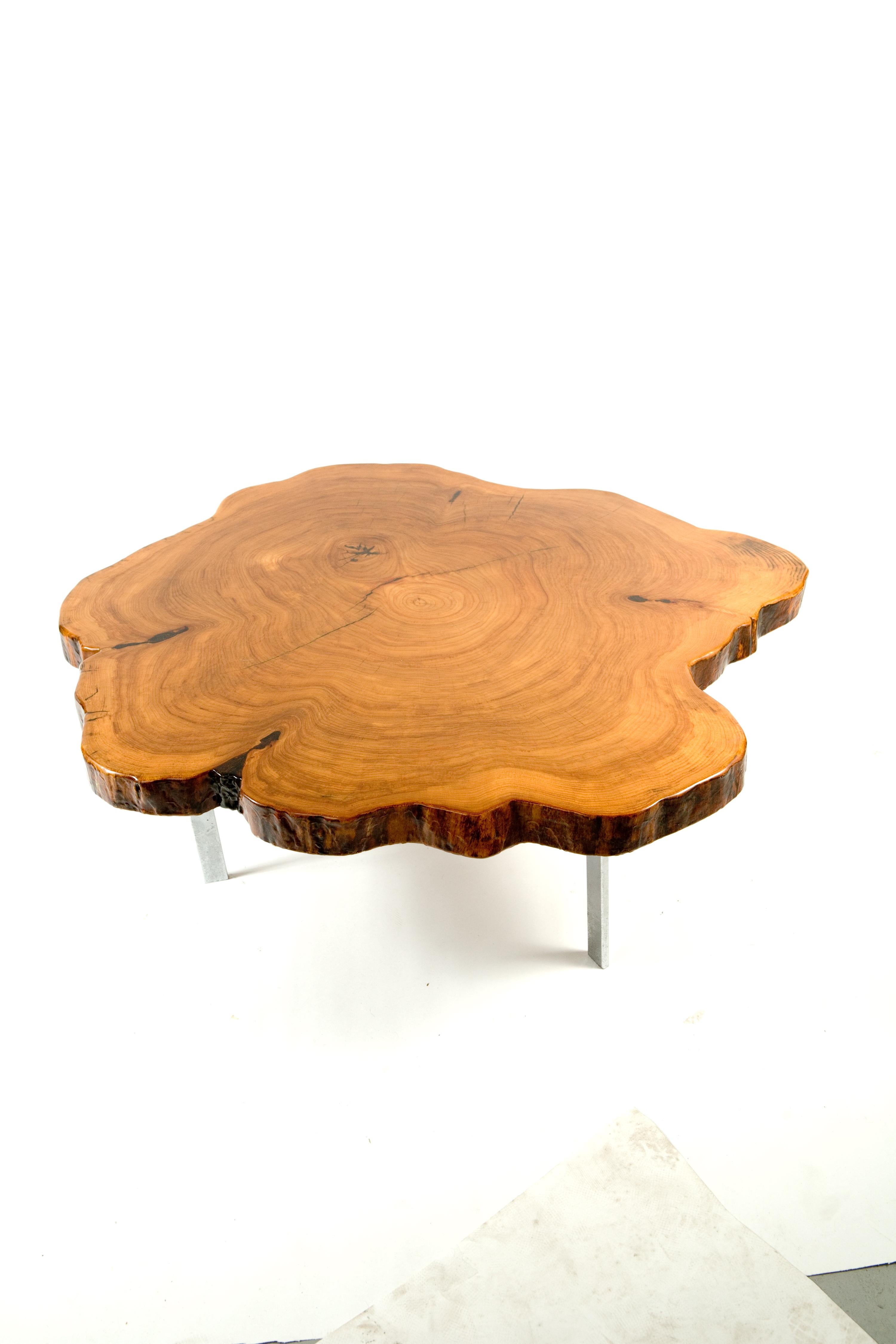 Wood 1970s Redwood Slab Coffee Table