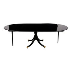 1970s Regency Style Black Lacquered Dining Table by Baker