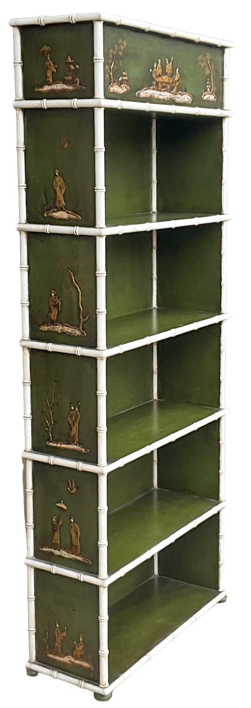 1970s Regency Style Chinoiserie Faux Bamboo Bookshelf / Etagere  4