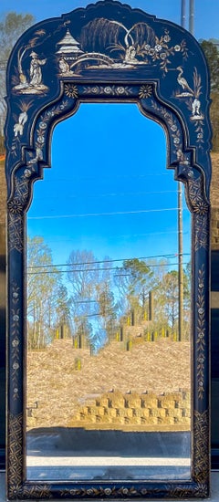 1970s Regency Style Gilt And Black Lacquer Chinoiserie Mirror By LaBarge