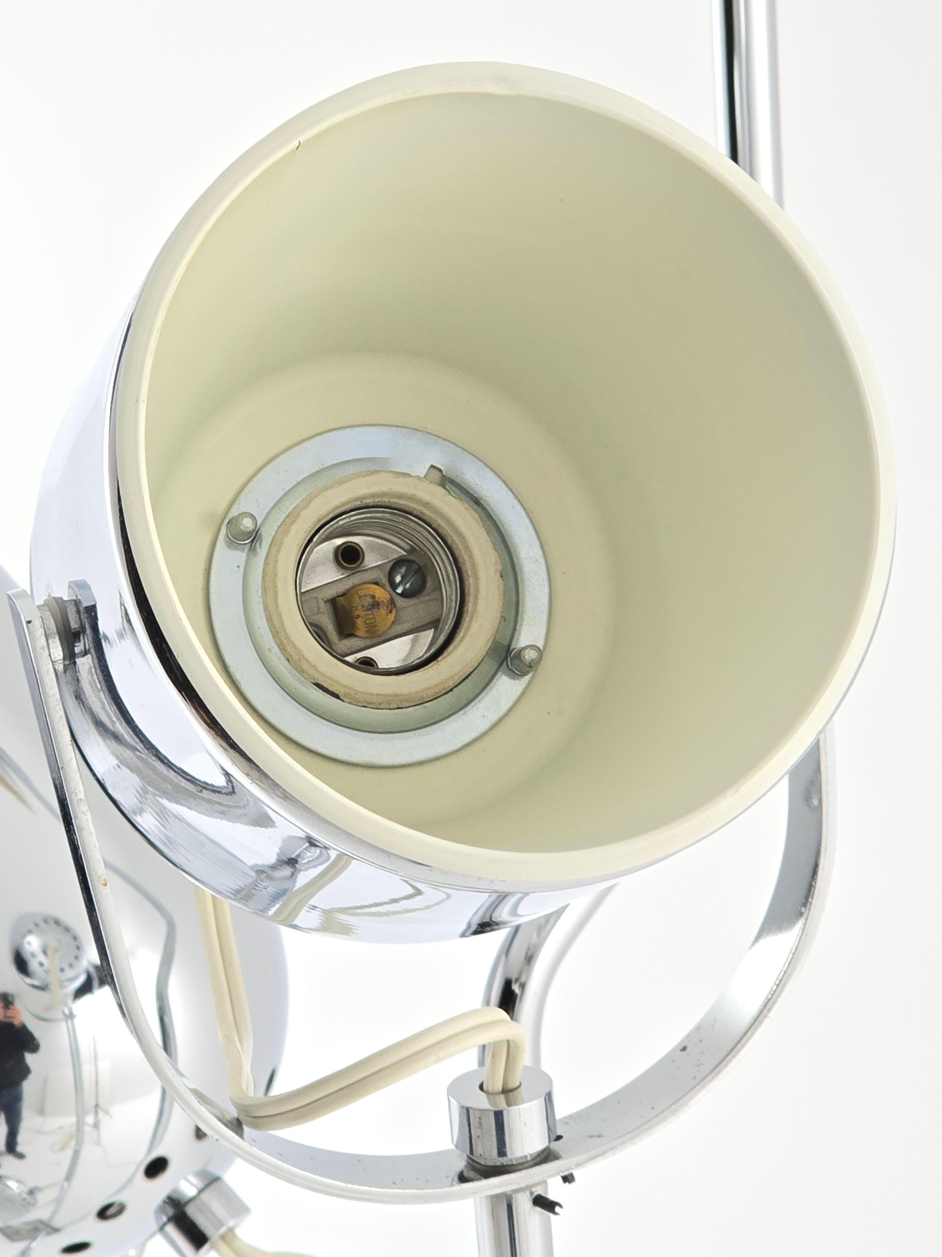 Lámpara de pie Reggiani Cinematic 4 cabezas cromo años 70 , Italia Metal en venta