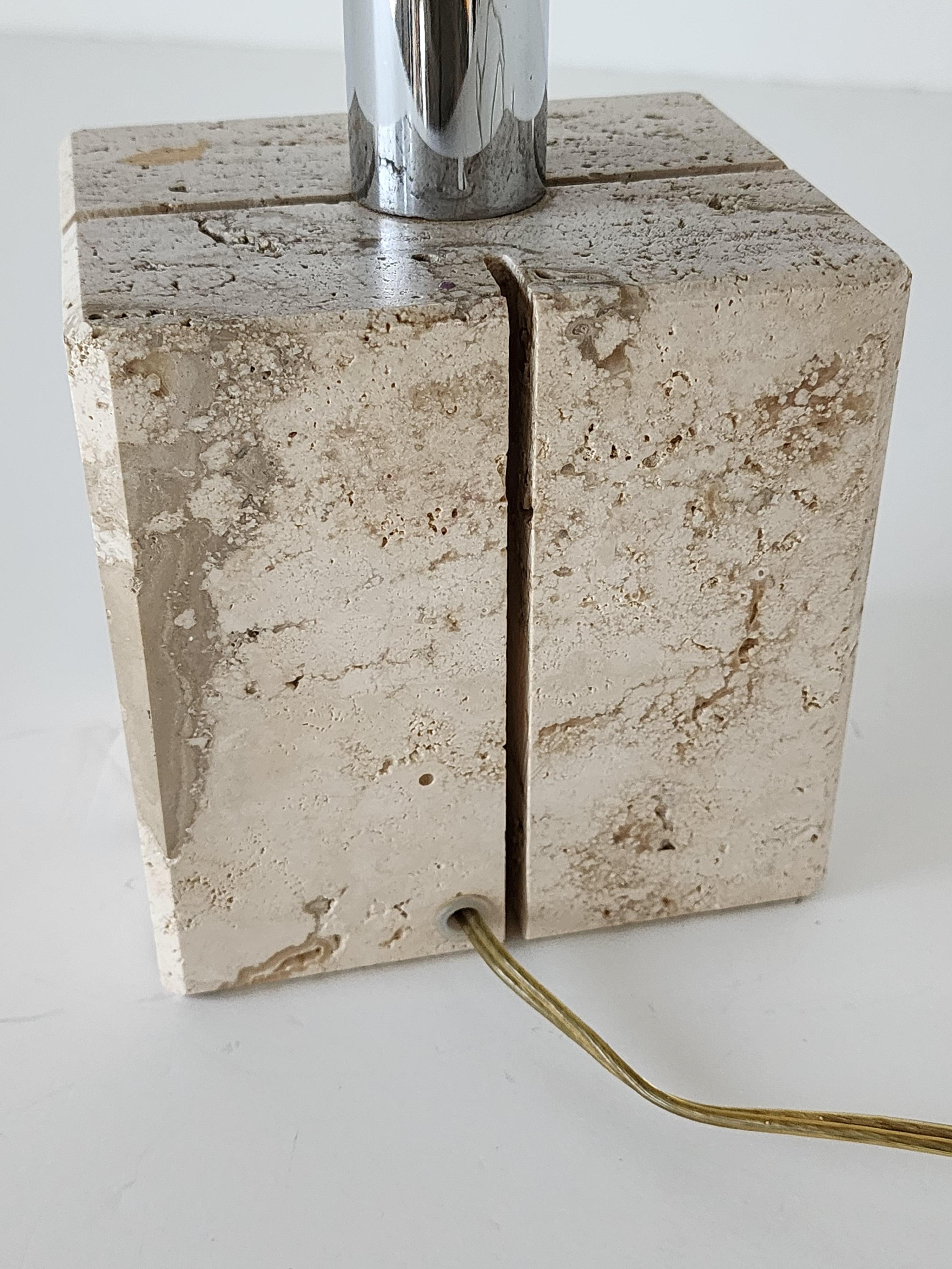 1970s  Reggiani Travertine and Stainless steel Table Lamp , Italy  For Sale 5