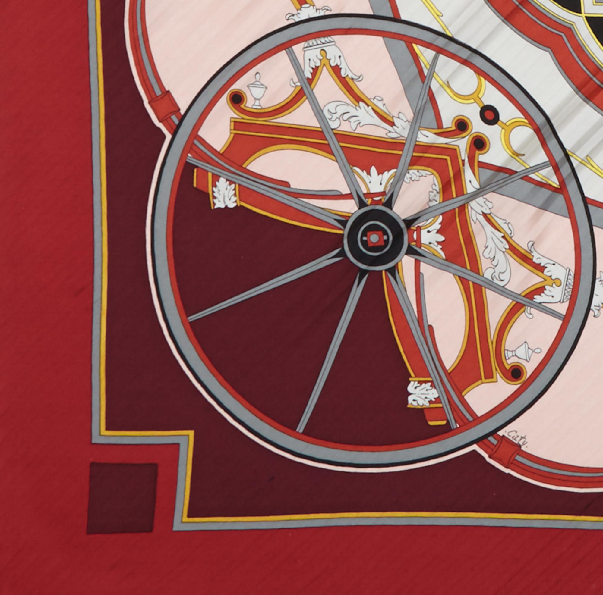 1970s Reissue ‘Washingtons Carriage” Hermes Pleated Silk Scarf In Excellent Condition For Sale In London, GB