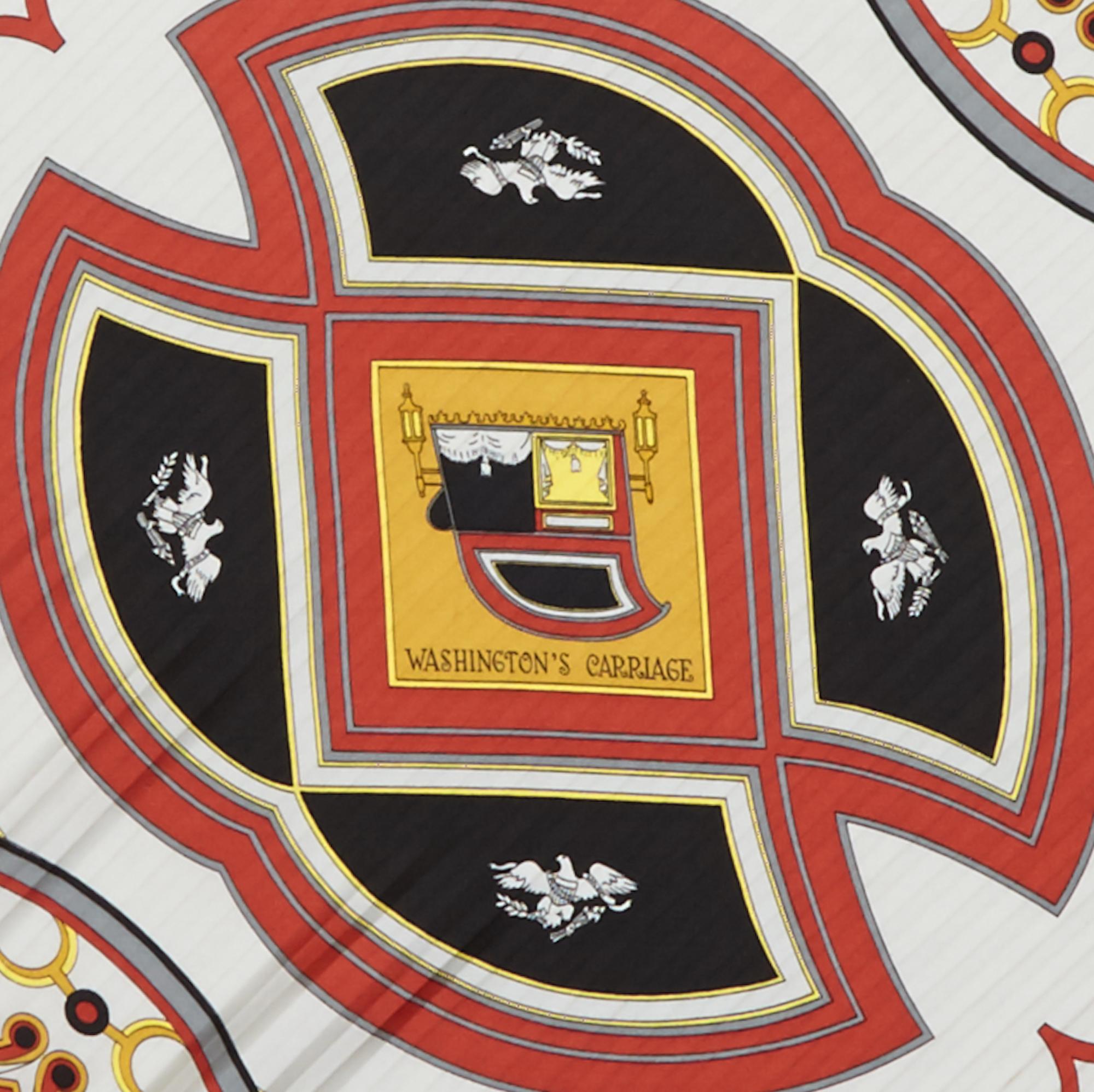 Women's 1970s Reissue ‘Washingtons Carriage” Hermes Pleated Silk Scarf For Sale