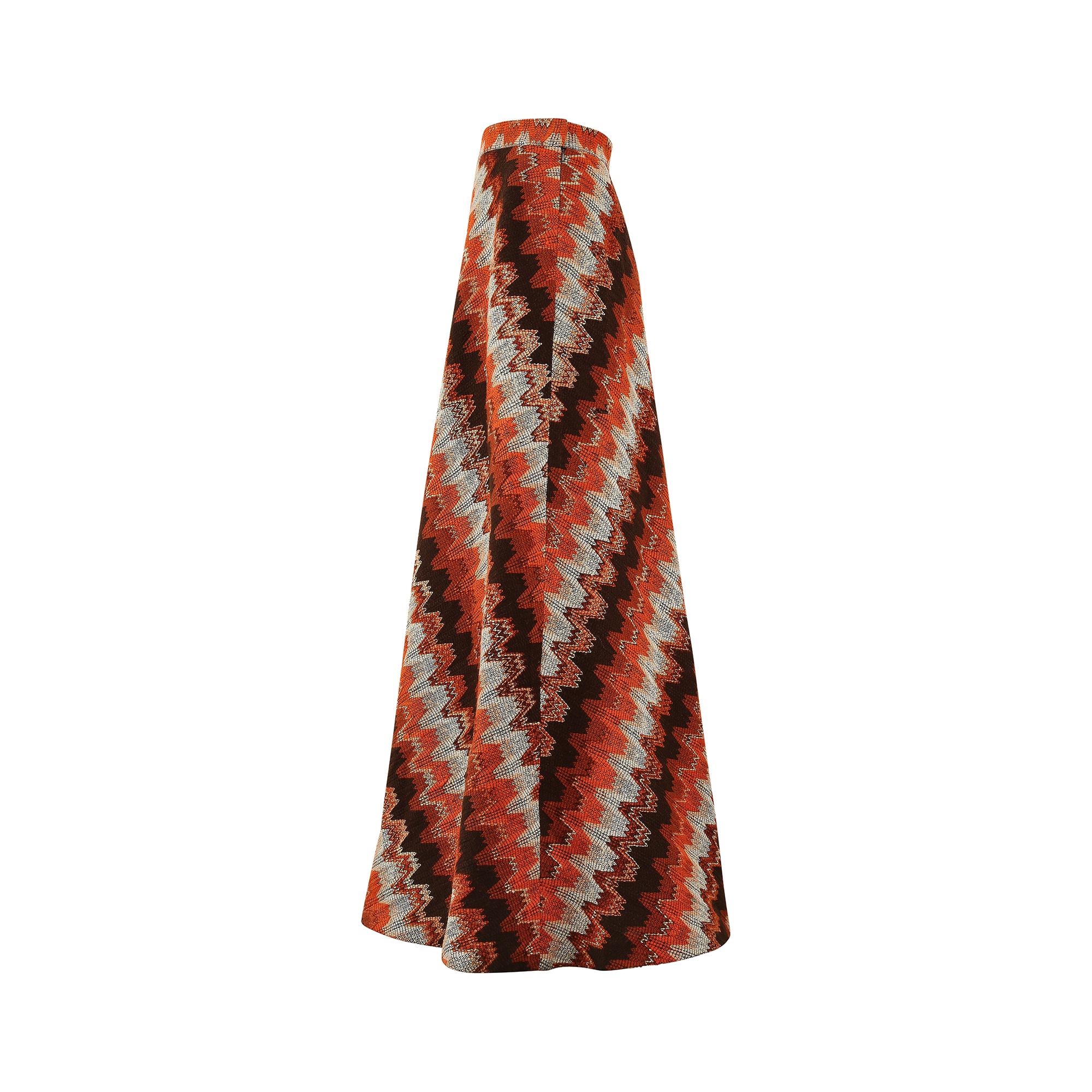 1970s Reldan Textured Wool Orange Tone Skirt In Good Condition In London, GB