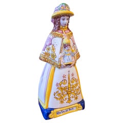 1970 Figure religieuse de Notre-Dame d'El Rocío en céramique polychrome