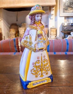 1970s Religious Figure of Our Lady of El Rocío in Polychrome Ceramic