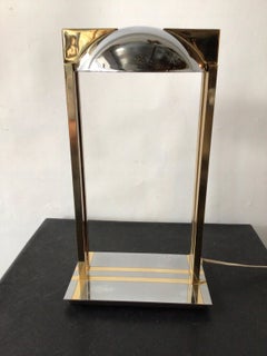 1970s Relux Chrome and Brass Table Lamp, Made in Italy
