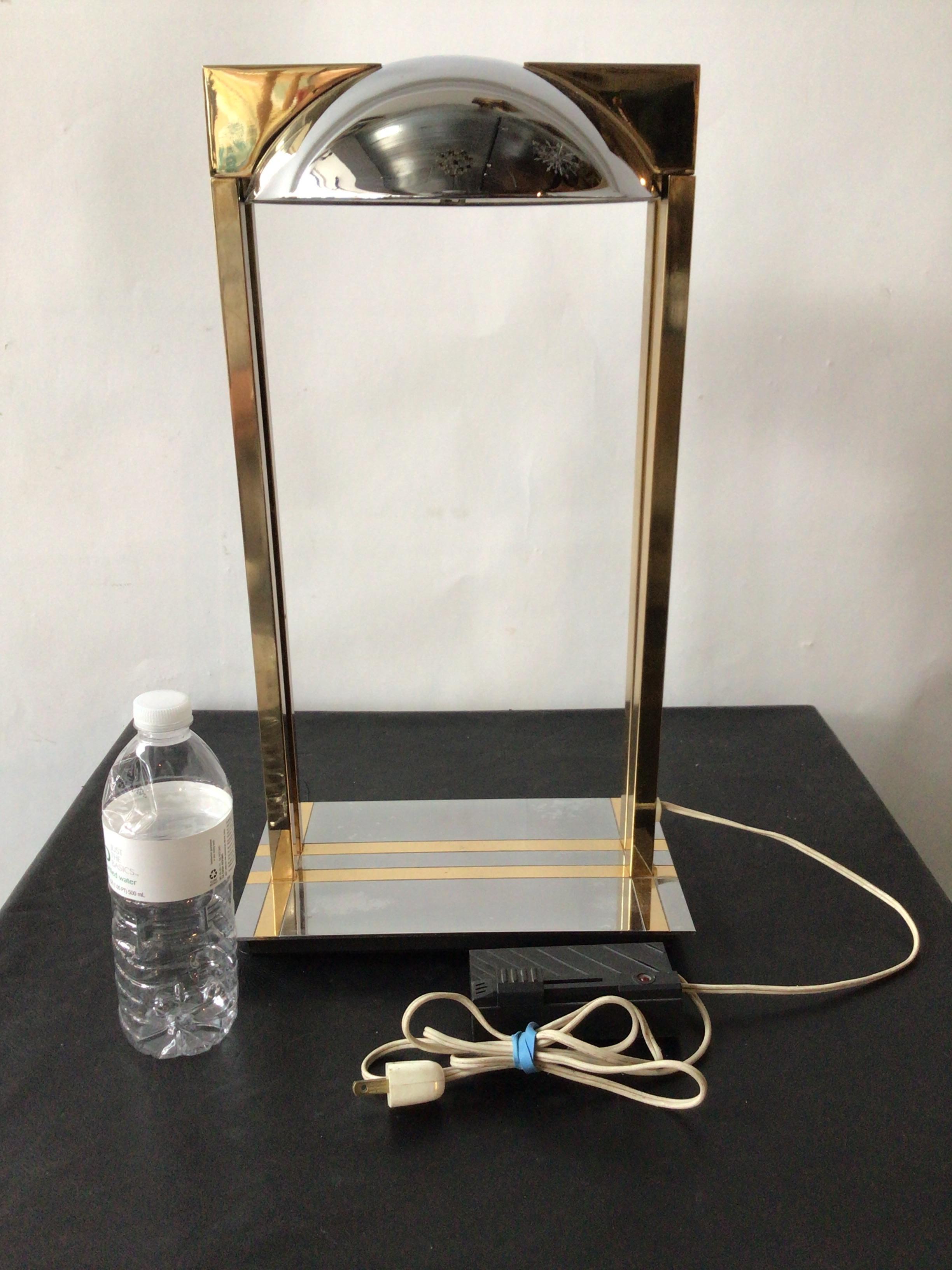 1970s Relux Chrome and Brass Table Lamp, Made in Italy In Good Condition For Sale In Tarrytown, NY