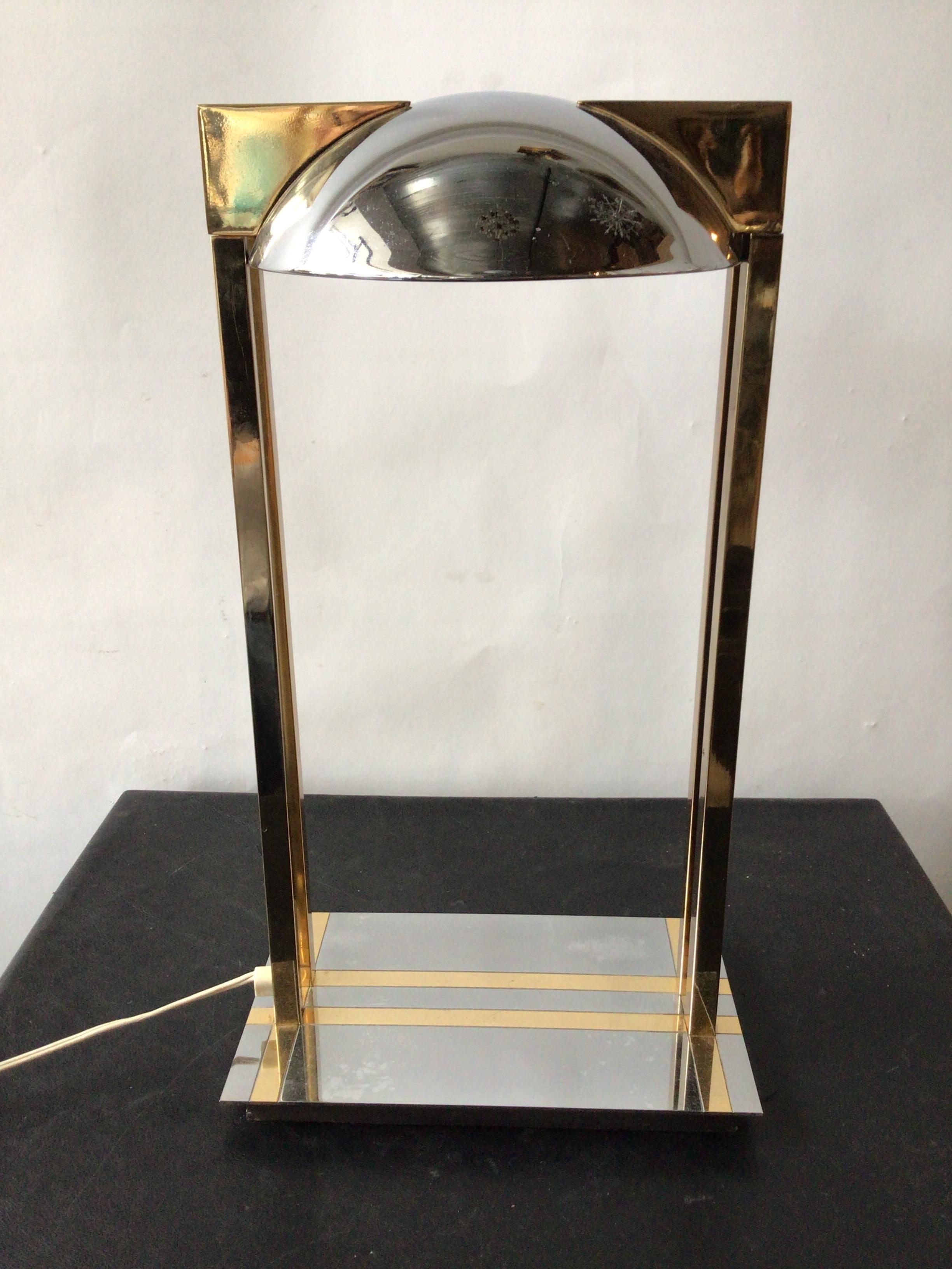 1970s Relux Chrome and Brass Table Lamp, Made in Italy For Sale 1