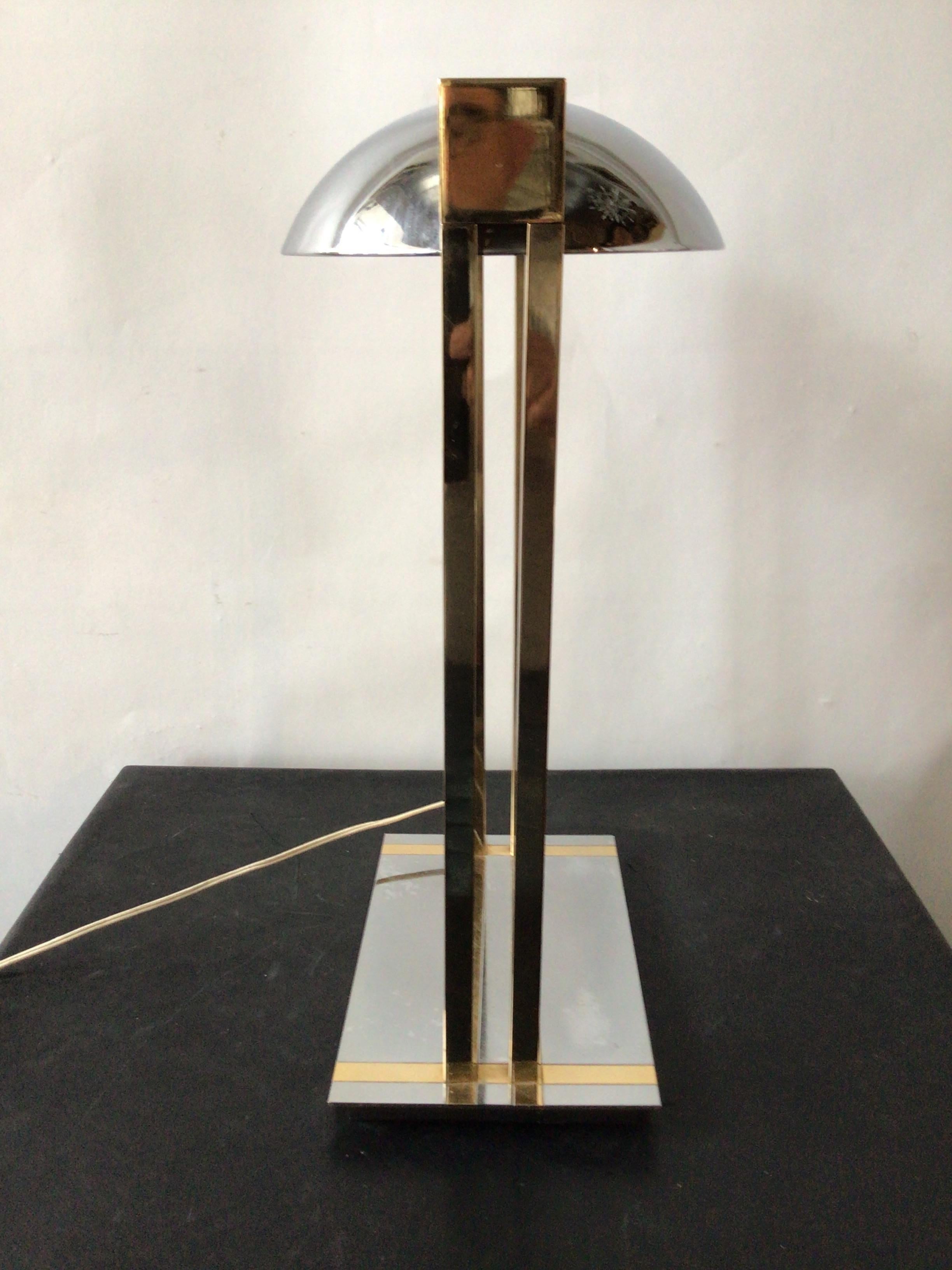 1970s Relux Chrome and Brass Table Lamp, Made in Italy For Sale 2
