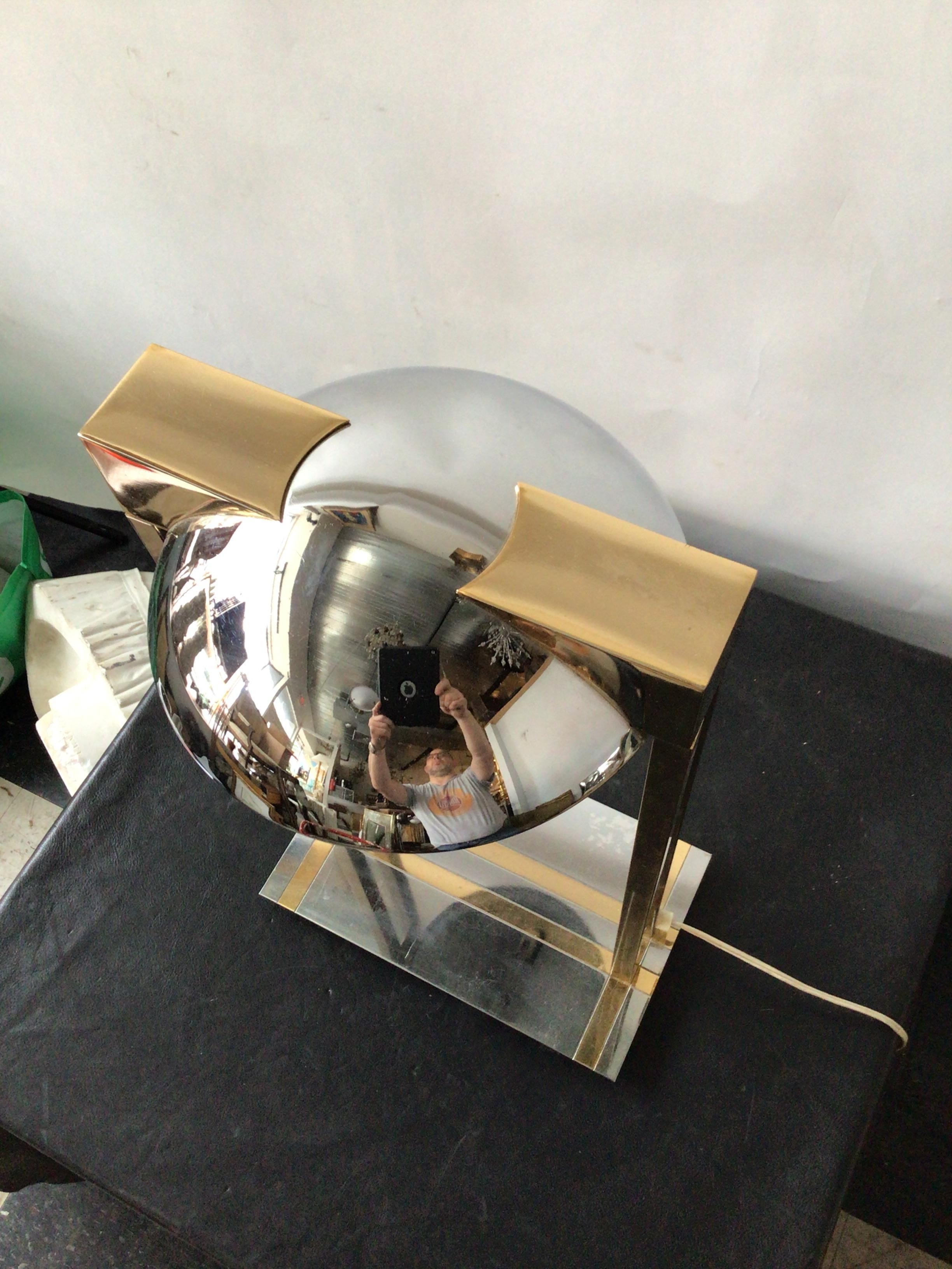 1970s Relux Chrome and Brass Table Lamp, Made in Italy For Sale 3