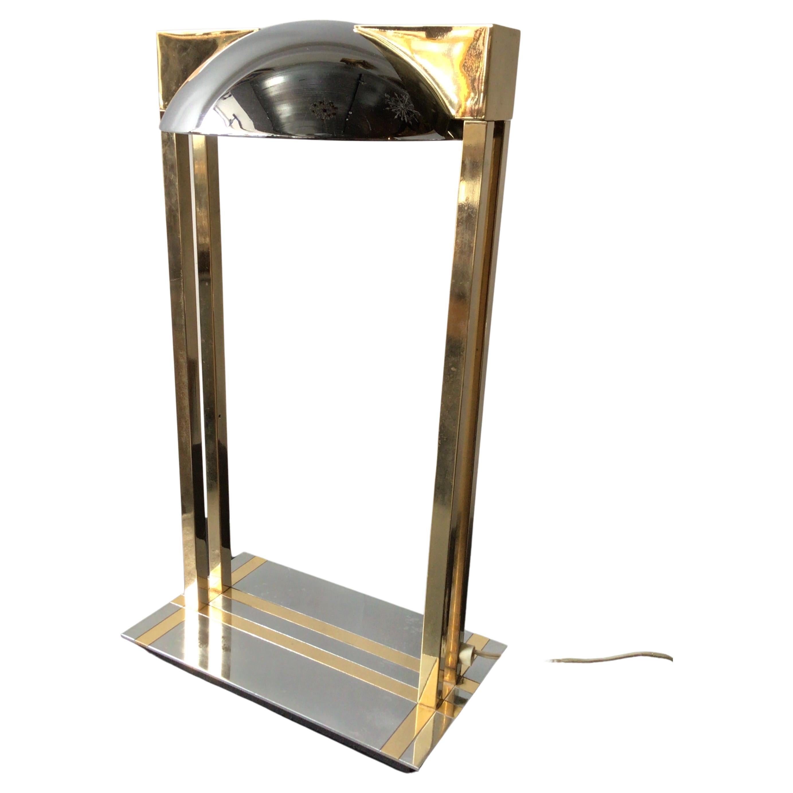 1970s Relux Chrome and Brass Table Lamp, Made in Italy For Sale