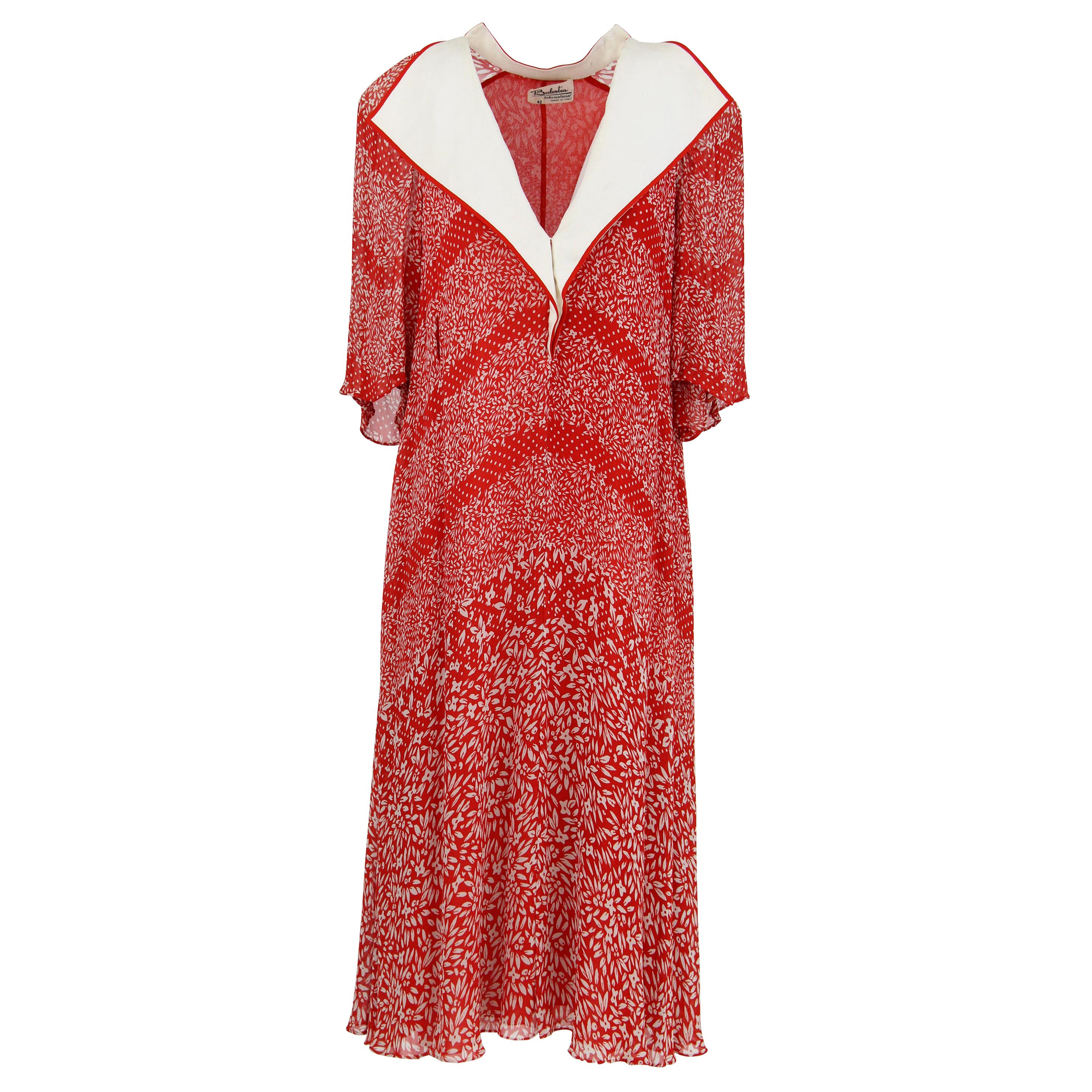 1970S Renato Balestra Red and White Dress