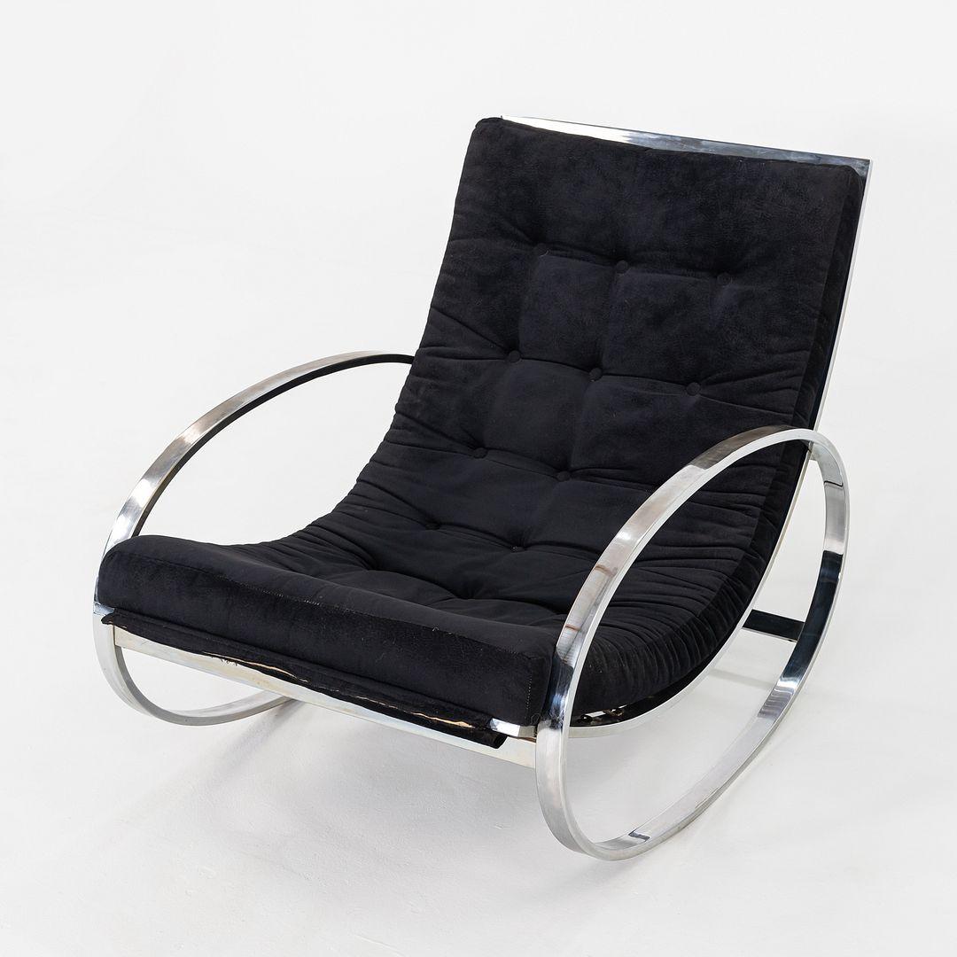 1970er Renato Zevi für Selig Ellipse Loungesessel und Ottomane aus Stahl und Stoff im Angebot 4