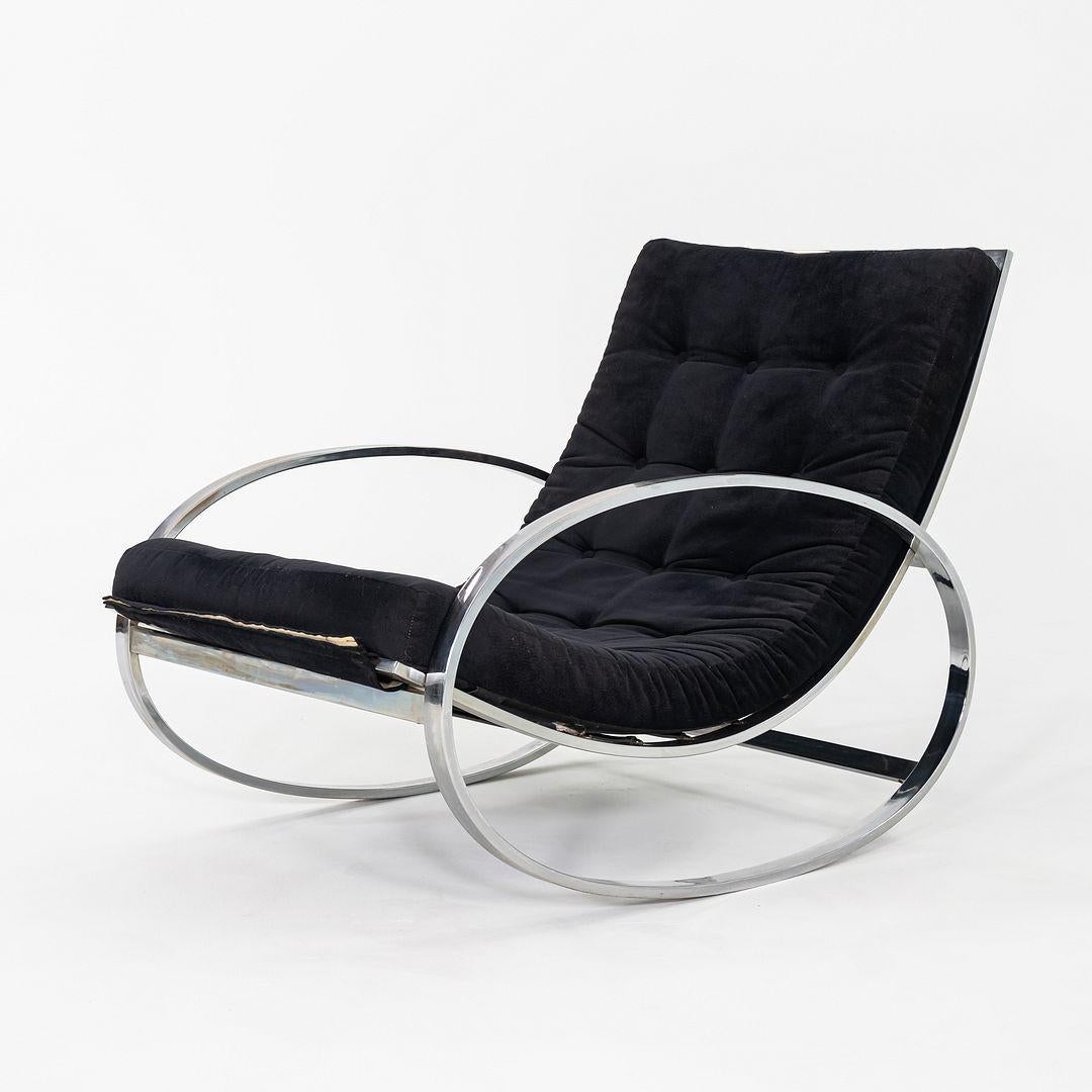 1970er Renato Zevi für Selig Ellipse Loungesessel und Ottomane aus Stahl und Stoff (Moderne) im Angebot