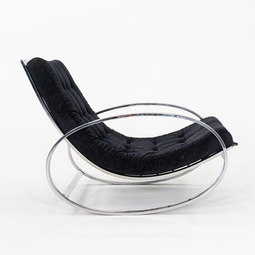 1970er Renato Zevi für Selig Ellipse Loungesessel und Ottomane aus Stahl und Stoff (Italienisch) im Angebot