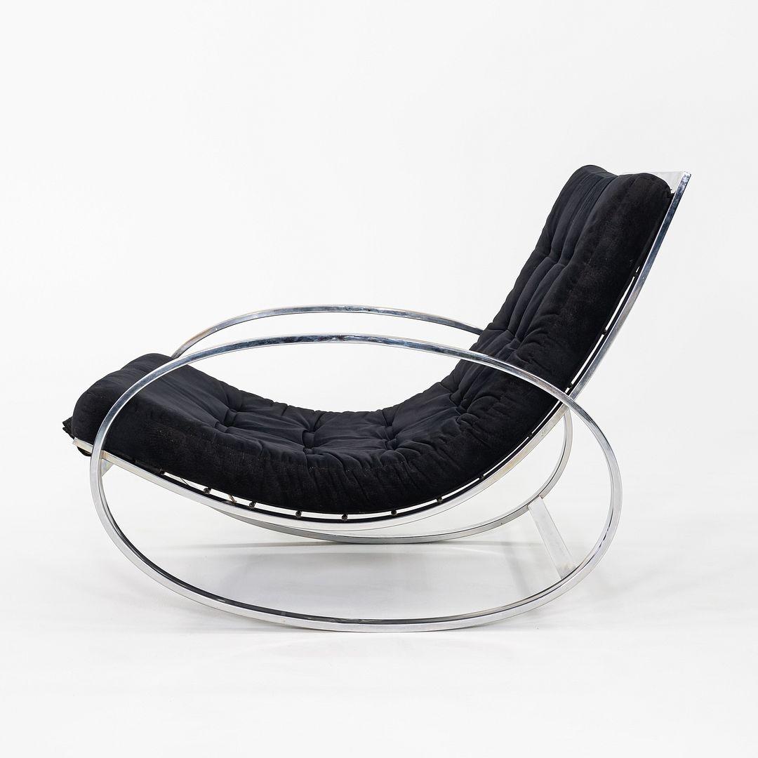 1970er Renato Zevi für Selig Ellipse Loungesessel und Ottomane aus Stahl und Stoff (Ende des 20. Jahrhunderts) im Angebot
