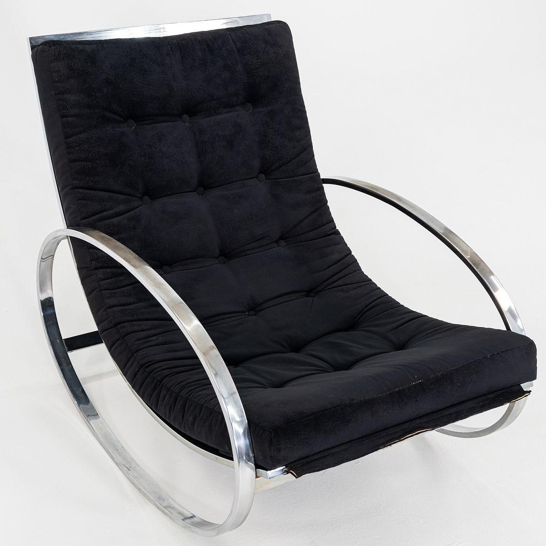 1970er Renato Zevi für Selig Ellipse Loungesessel und Ottomane aus Stahl und Stoff im Angebot 3