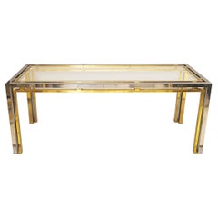 1970s Renato Zevi Vintage Chrome Brass Glass Console Table Desk Romeo Rega Sofa