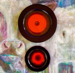 1970s Renée Neue for Hutschenreuther ''Solar'' Series, 2 Wall Plates, Fat Lava