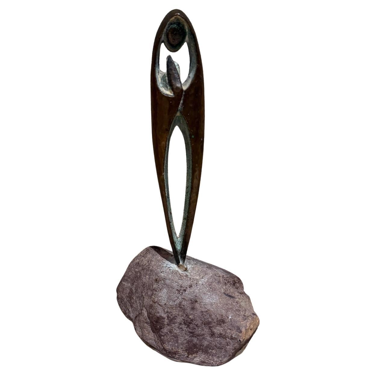 Modernistische Madonna und Kind-Skulptur aus Bronze, Republik Irland, 1970er Jahre